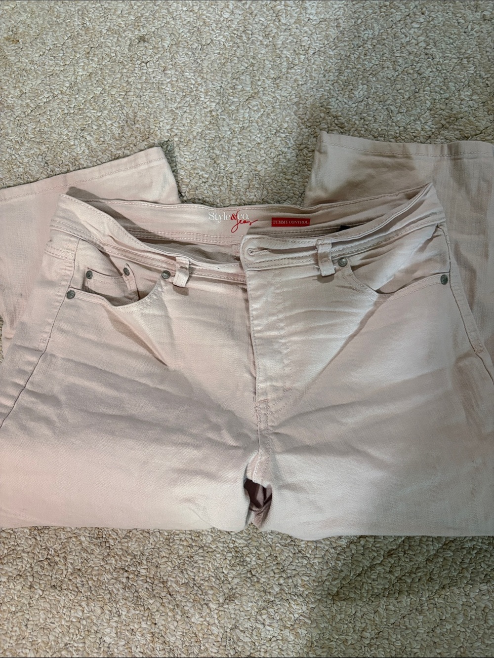 Style & Co. Pale Pink Straight-Leg cropped  Jeans